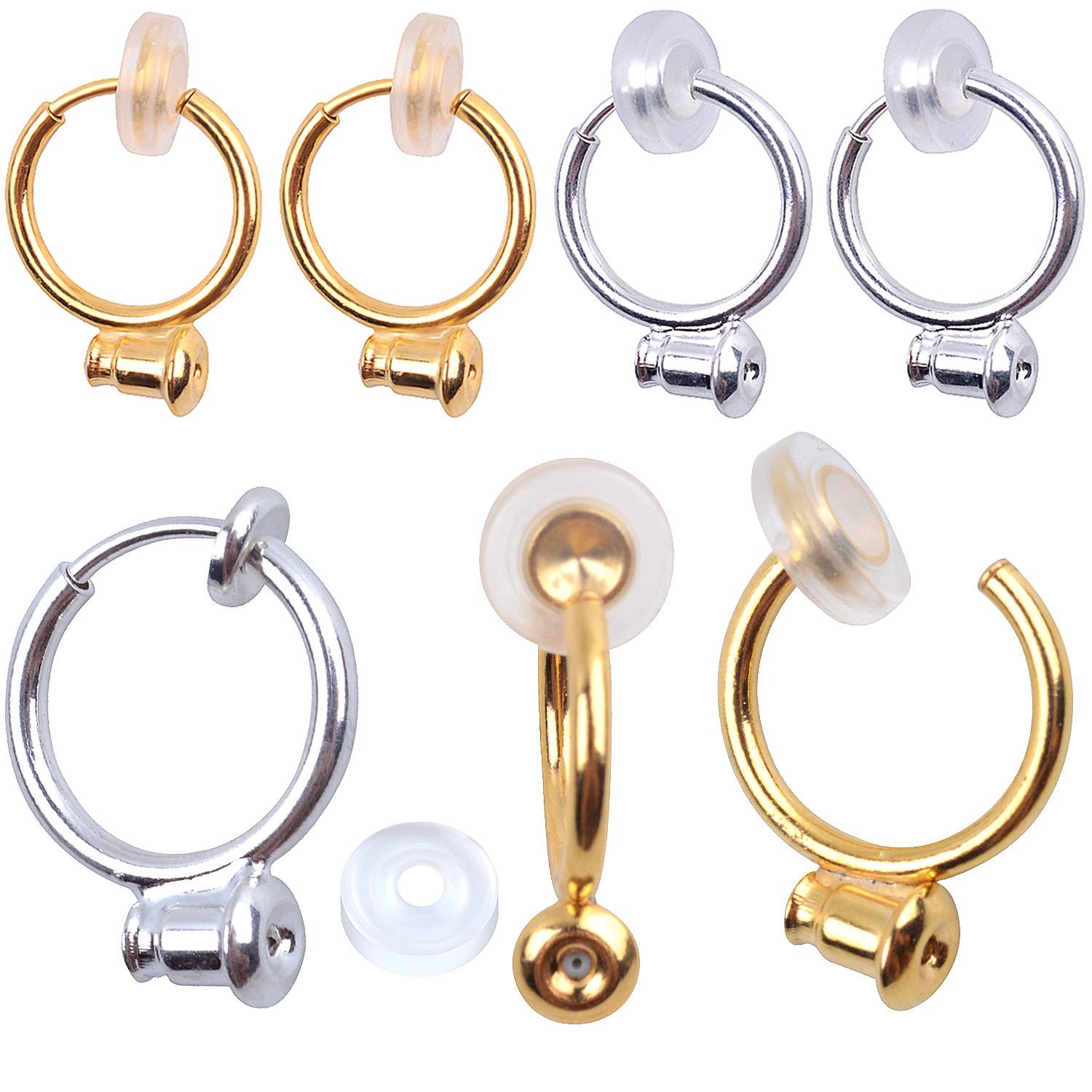 12 Pieces Clip on Earring Converters with Silicone Pads for Non Pierced Ears