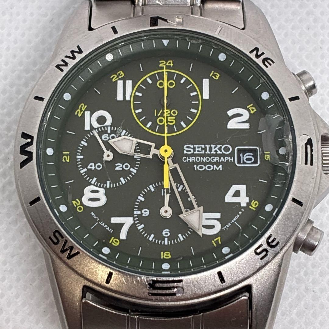 Seiko Chronograph 7T92-0DX0 Quartz Date Men’s Kaiki Military Pilot From Japan