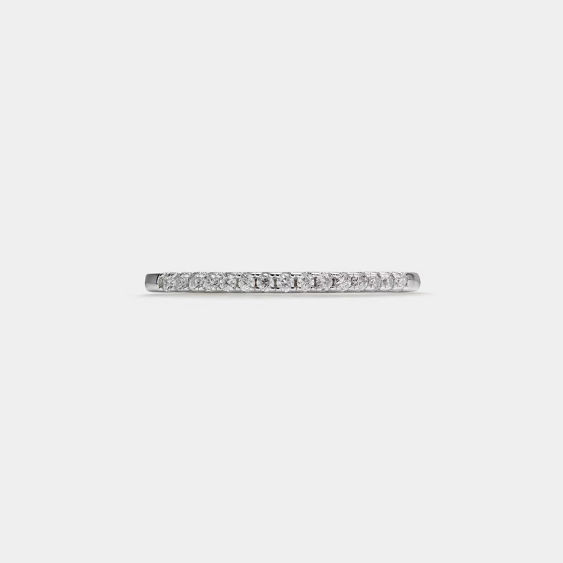 Round Cut Moissanite Eternity Band Stacking Thin Ring in 925 Sterling Silver