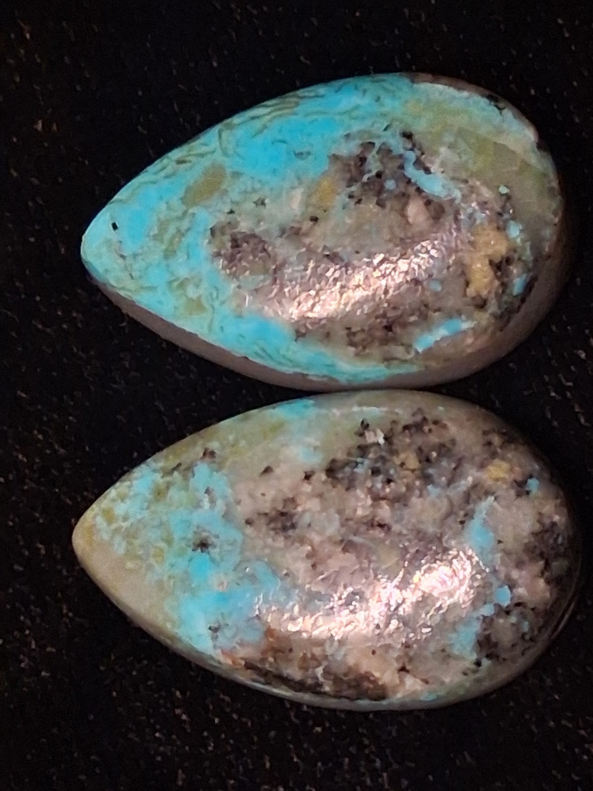 Beautiful Kingman Turquoise Cabochon Pair 40 Carats (Perfect For Earrings)