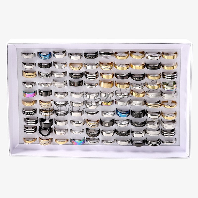 100X Bulk Lot Mixed Stainless Steel Rings Men’s women’s Fashion Ring Wholesale .