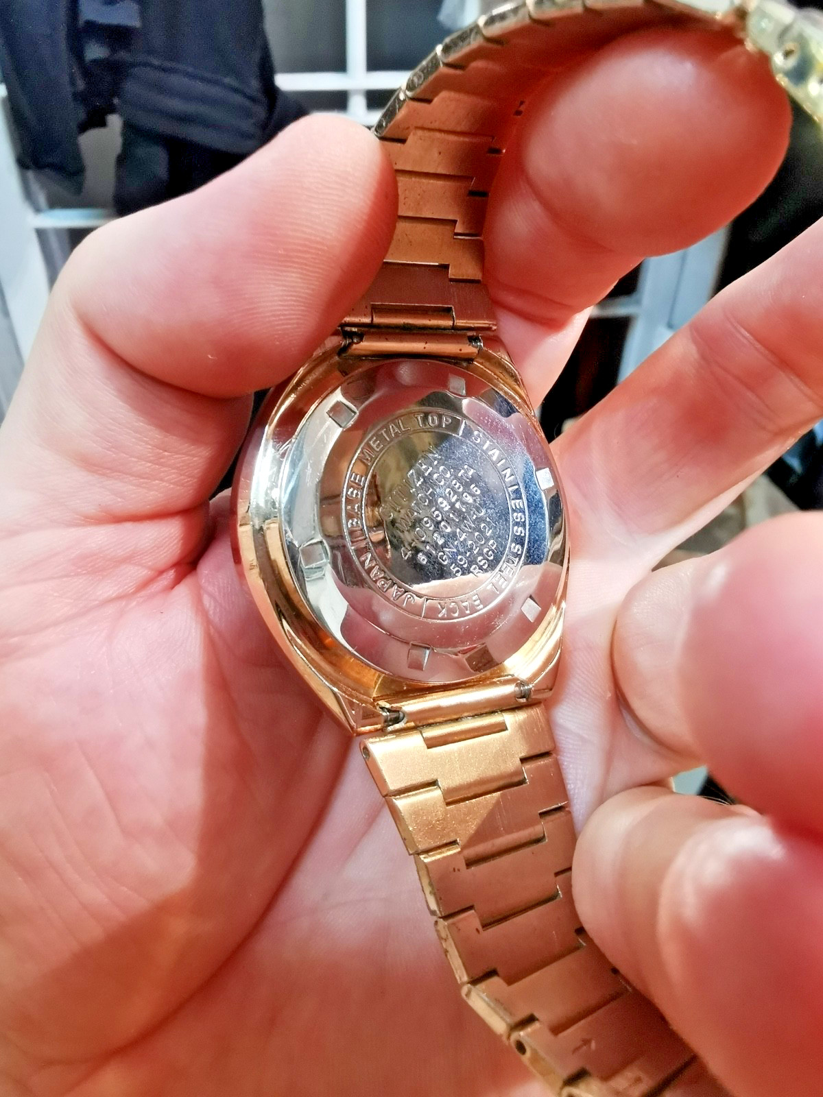 Citizen 59-2021 pinkish/reddish gold calculator round wathc from 1977, works