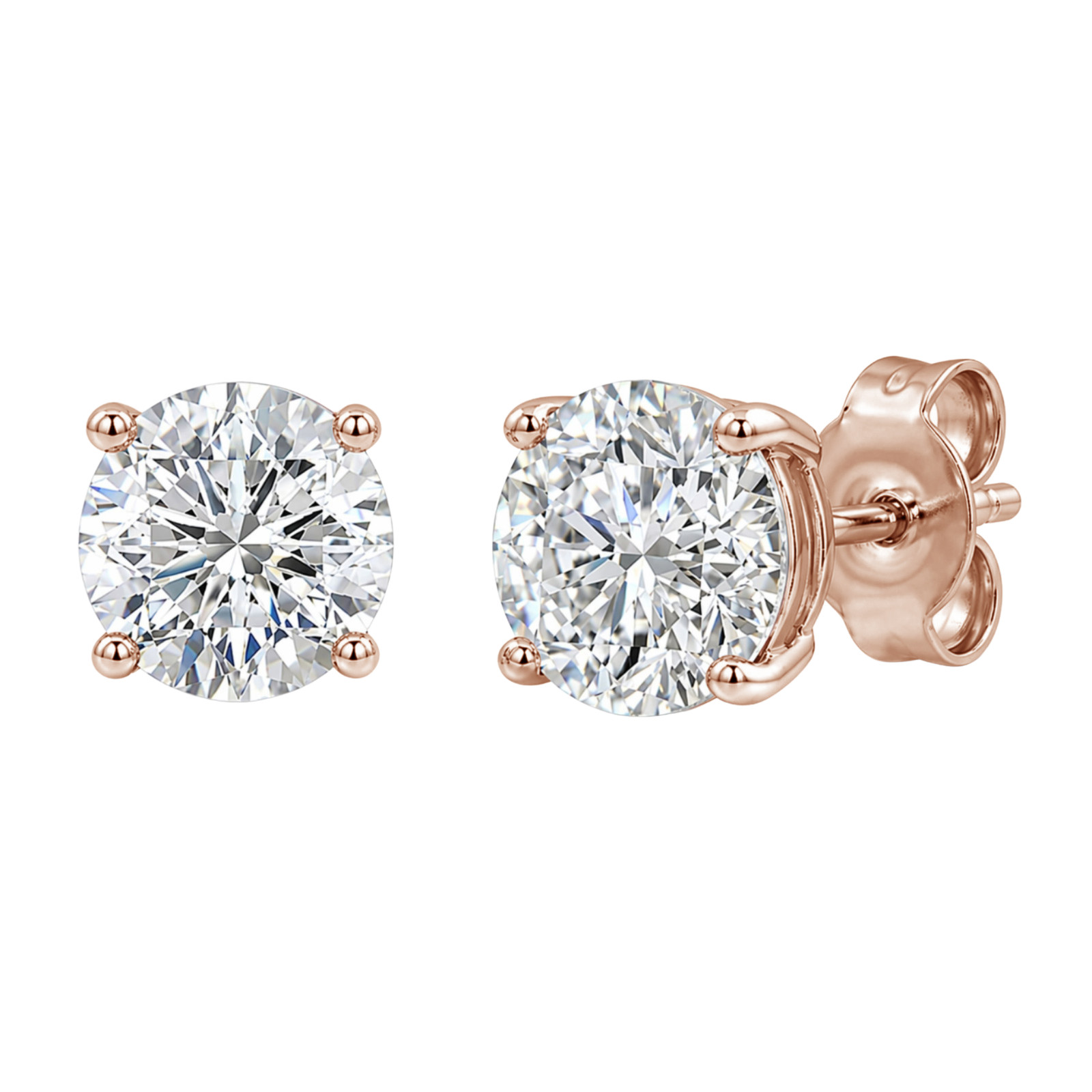 Diamonair 0.75 CTW Lab Grown Diamond Round Stud Earrings 14K Rose Gold