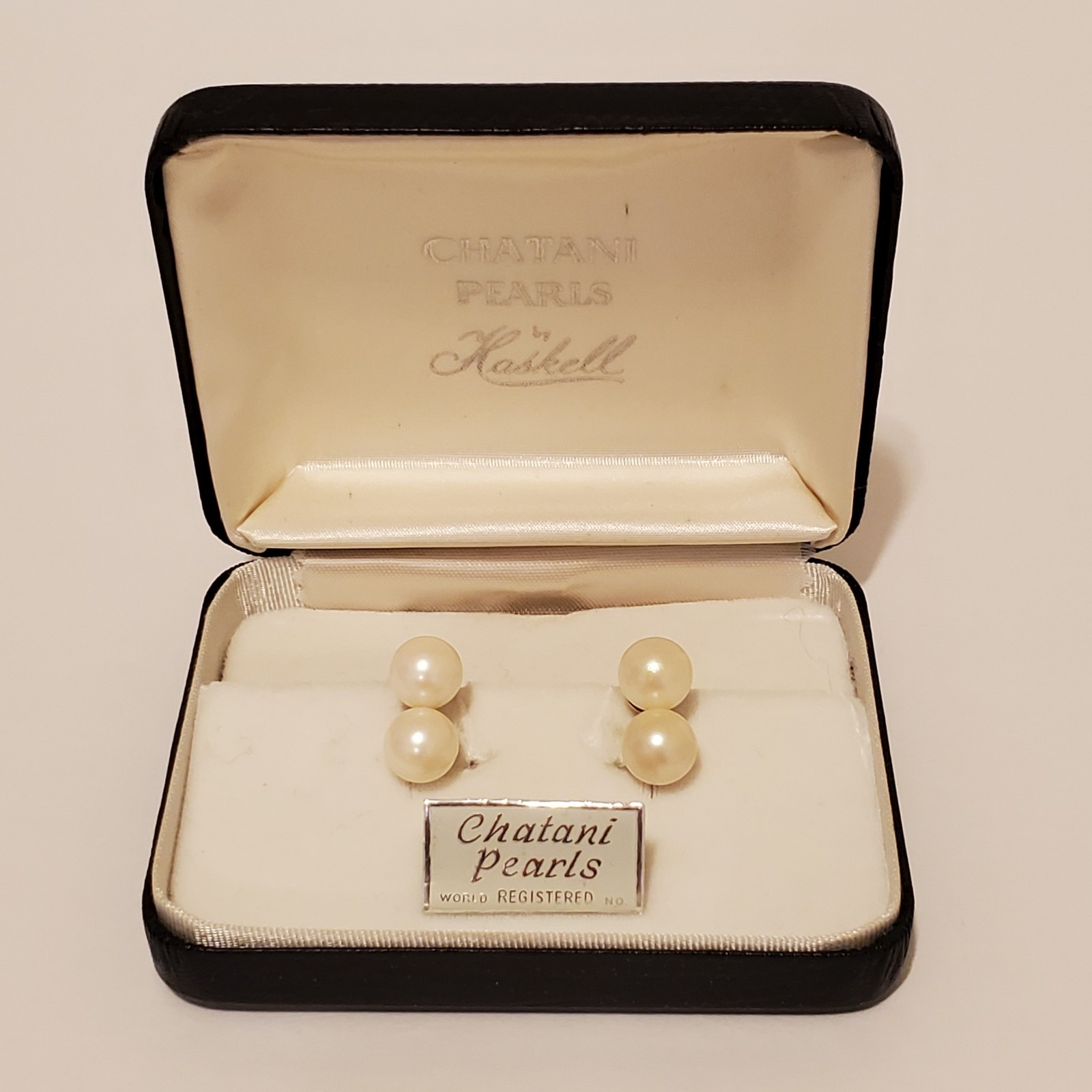 Vtg 12K Gold Filled Double Faux Pearl Earrings Chatani Pearls By Haskell Faber