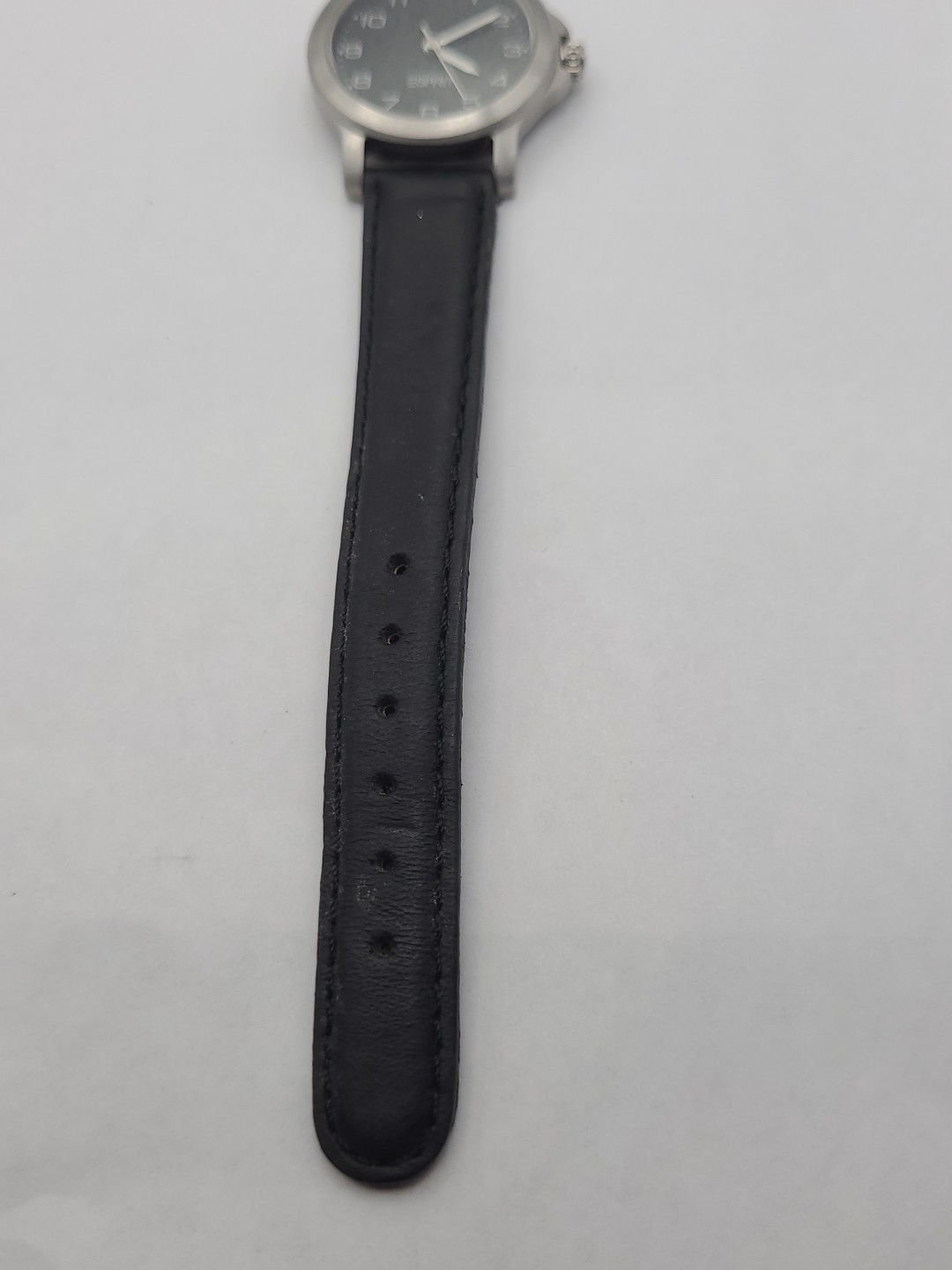 Esprit Watch Women Silver Tone Date Black Dial Leather Band New Battery Working