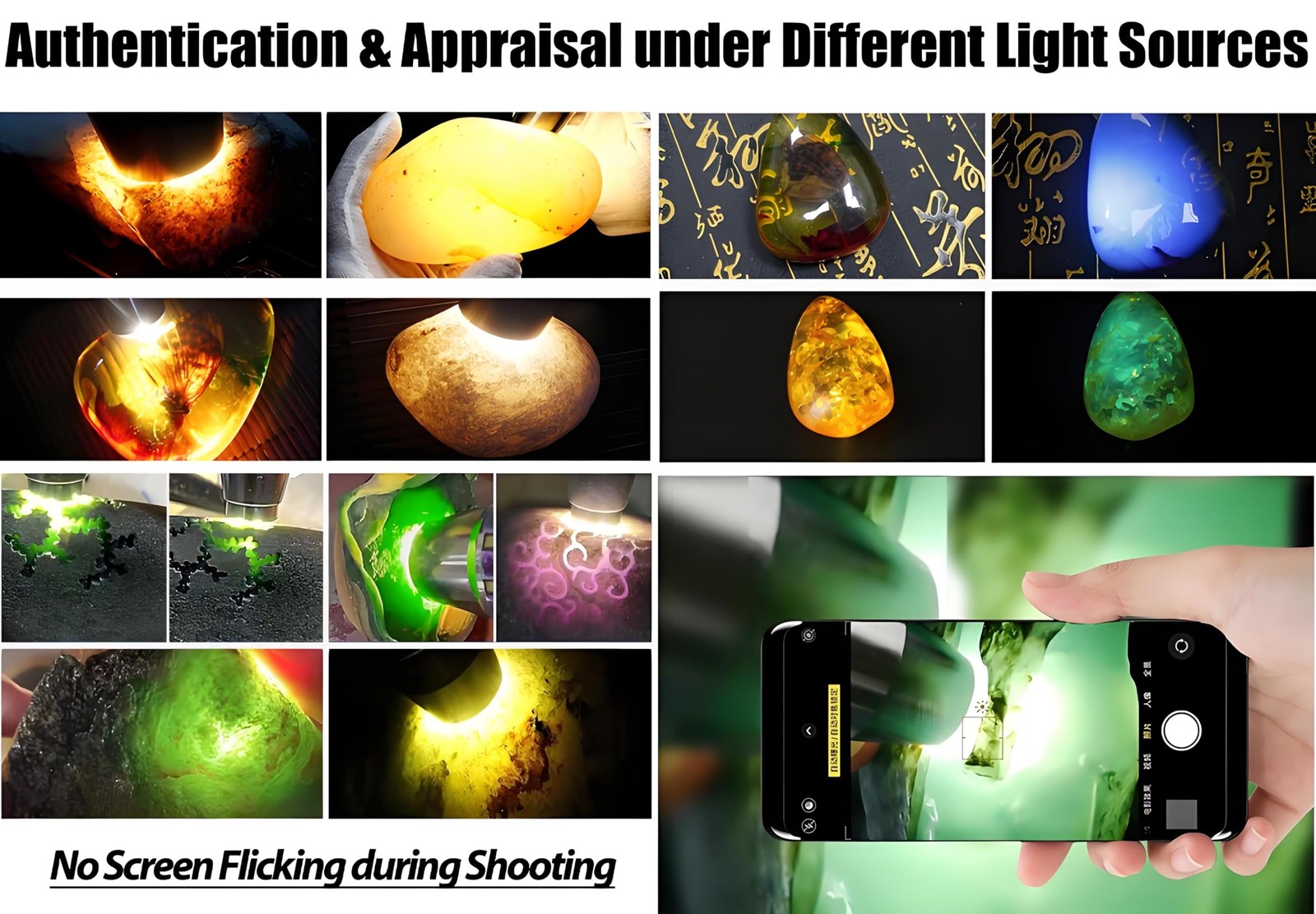 Gemstones UV Flashlight, Super Bright Gem Tester for All Stones, Rechargeable Ja