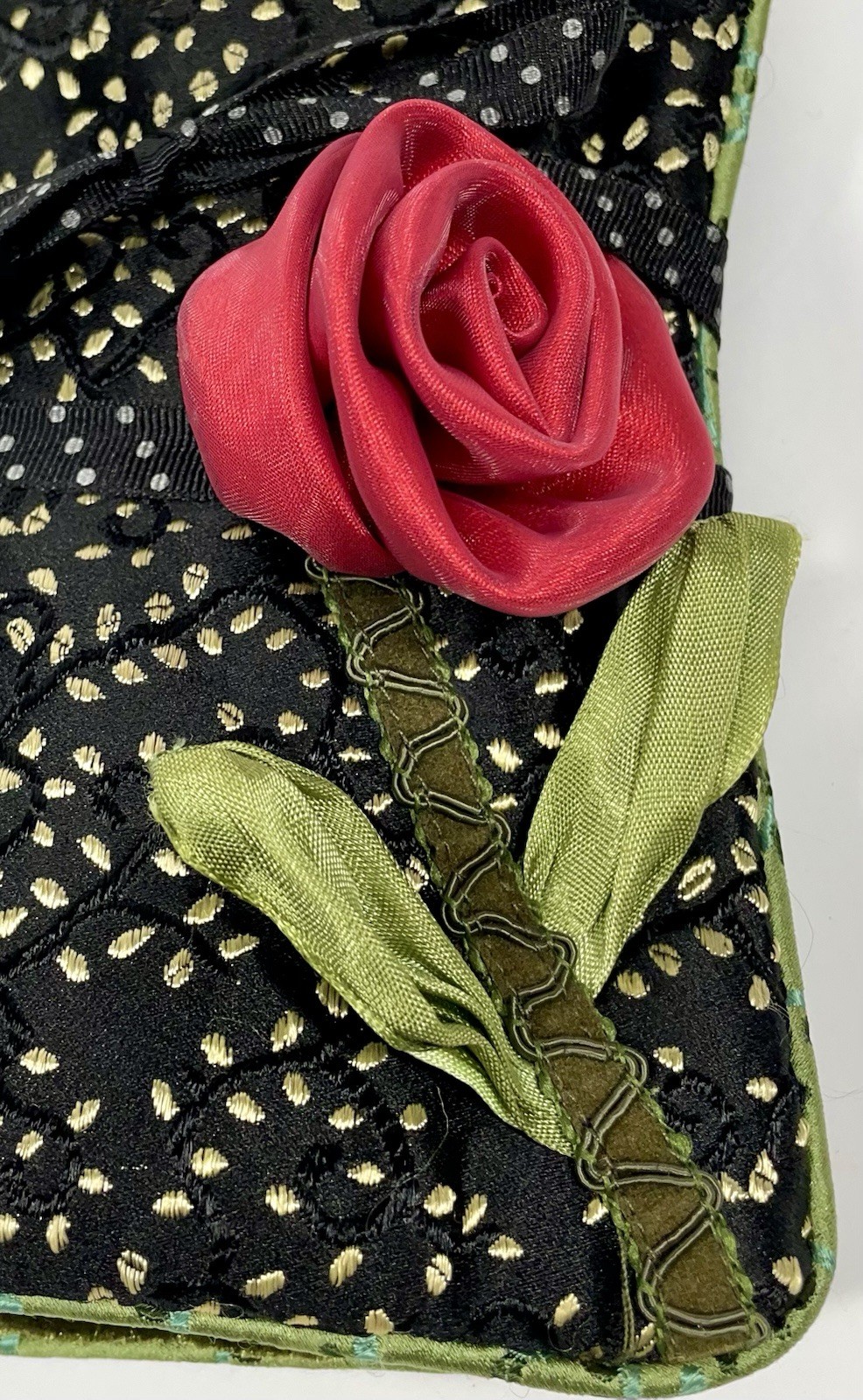Jewelry Travel Pouch Goody Goody California Velvet Bag Roll Floral Rose Vintage