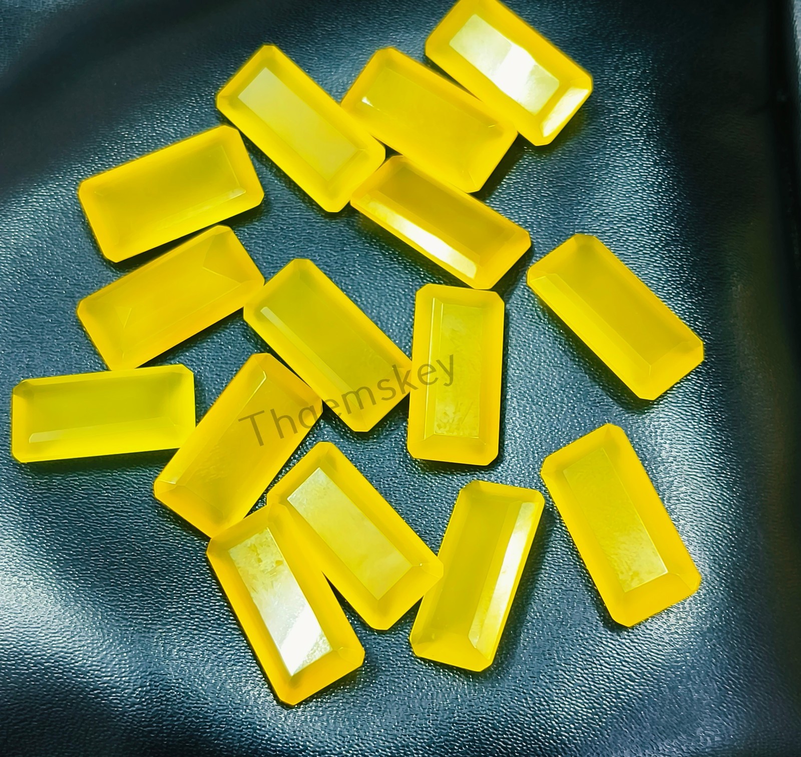 Natural Yellow Chalcedony Faceted Cut Long Octagon Gemstone 6x12mm-15x30mm