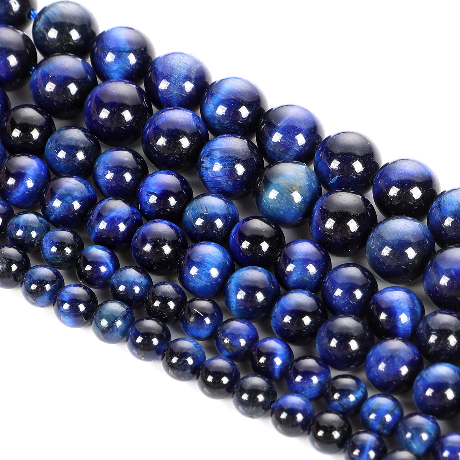 Natural Tiger’s Eye Gemstone Smooth Round Loose Beads for DIY Bracelet Necklace