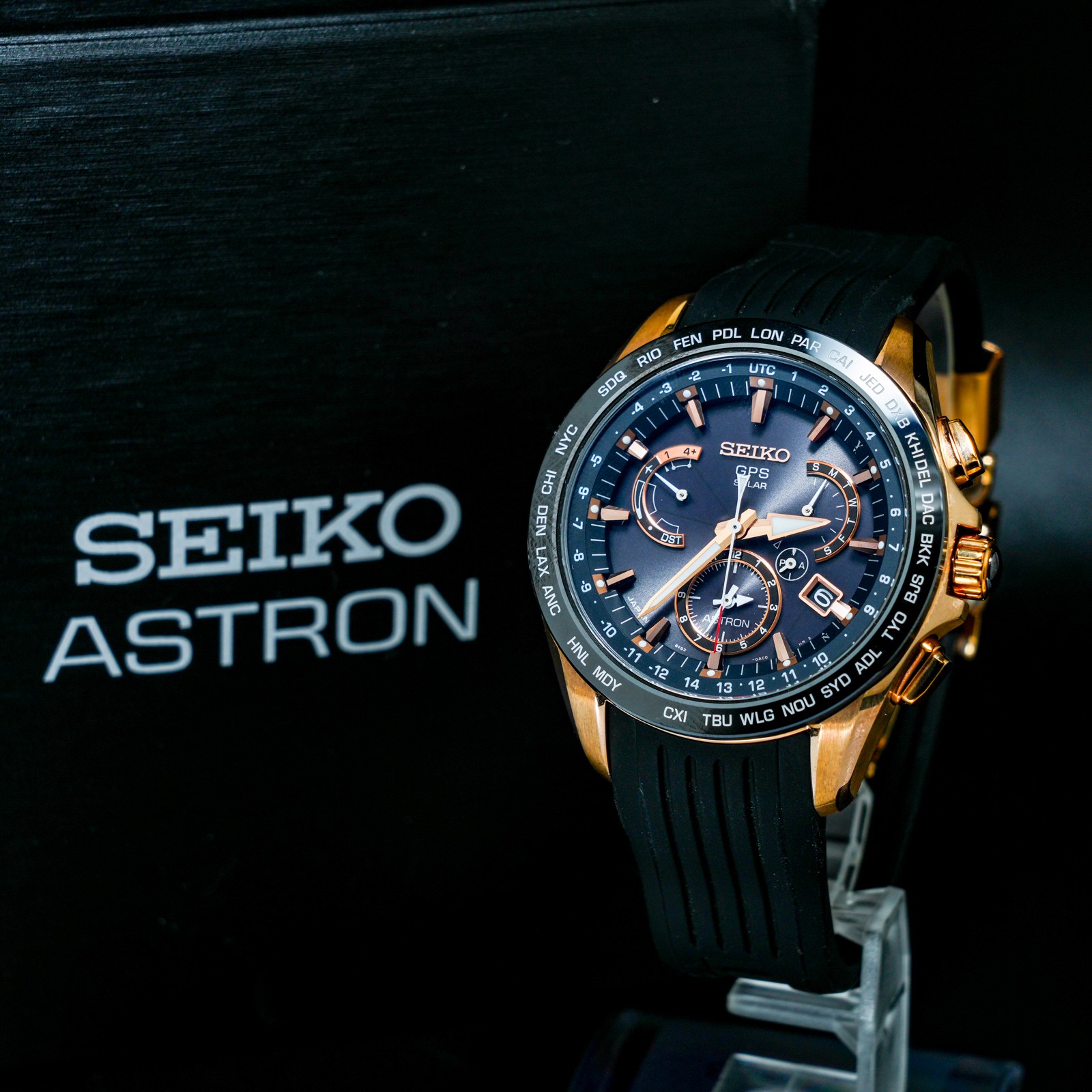 [MINT] SEIKO ASTRON GPS Solar 8X53-0AC0-2 Black Dial Quartz Men Watch