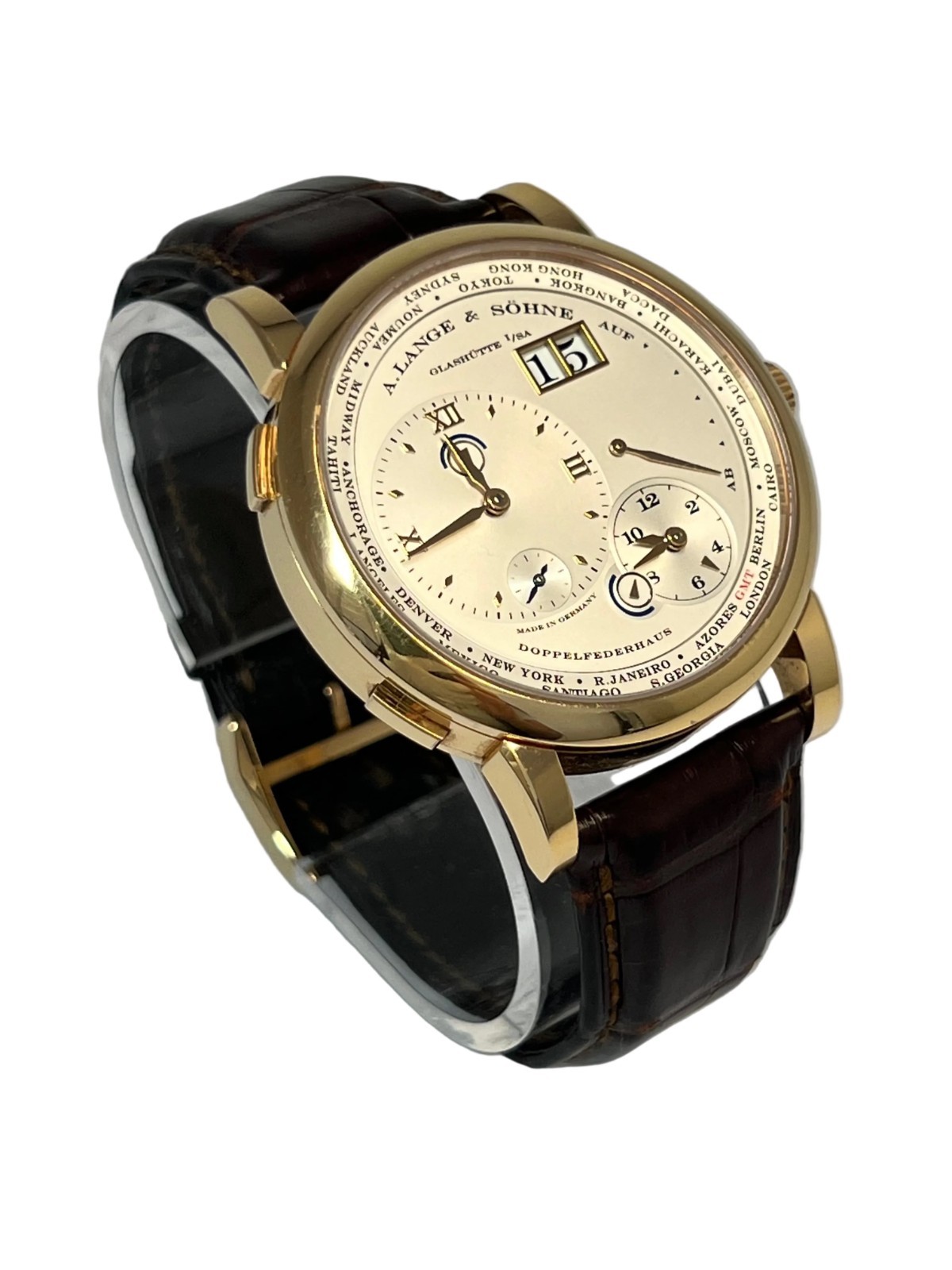 A. Lange & Söhne Lange 1 Time Zone 18K Rose Gold Men’s Watch, 116.032
