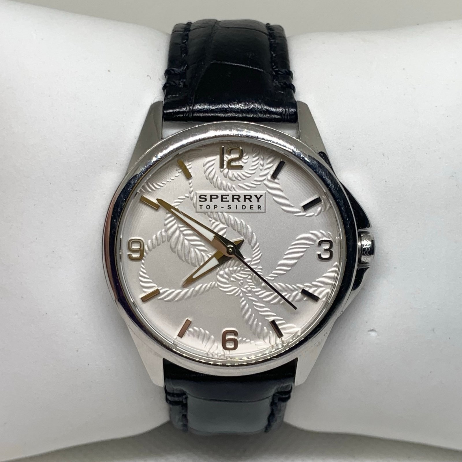 Sperry Top-Sider Kinney men’s watch 38mm stainless black leather quartz running