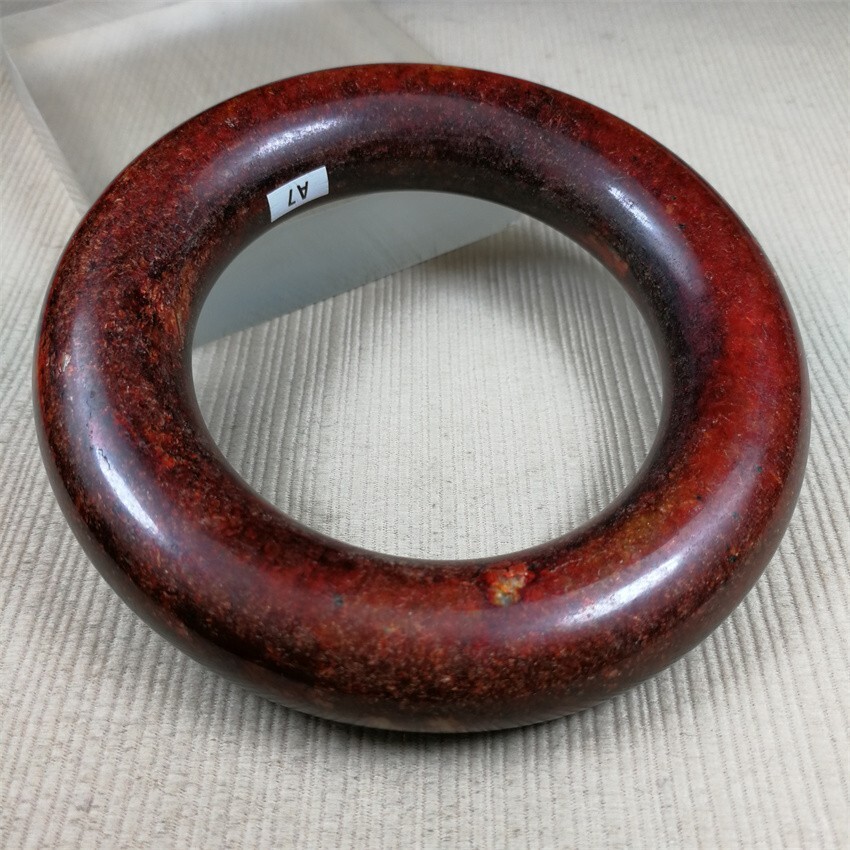 61MM China Scarce Ancient Red Green NATURAL HETIAN Jadeite Jade Bracelet