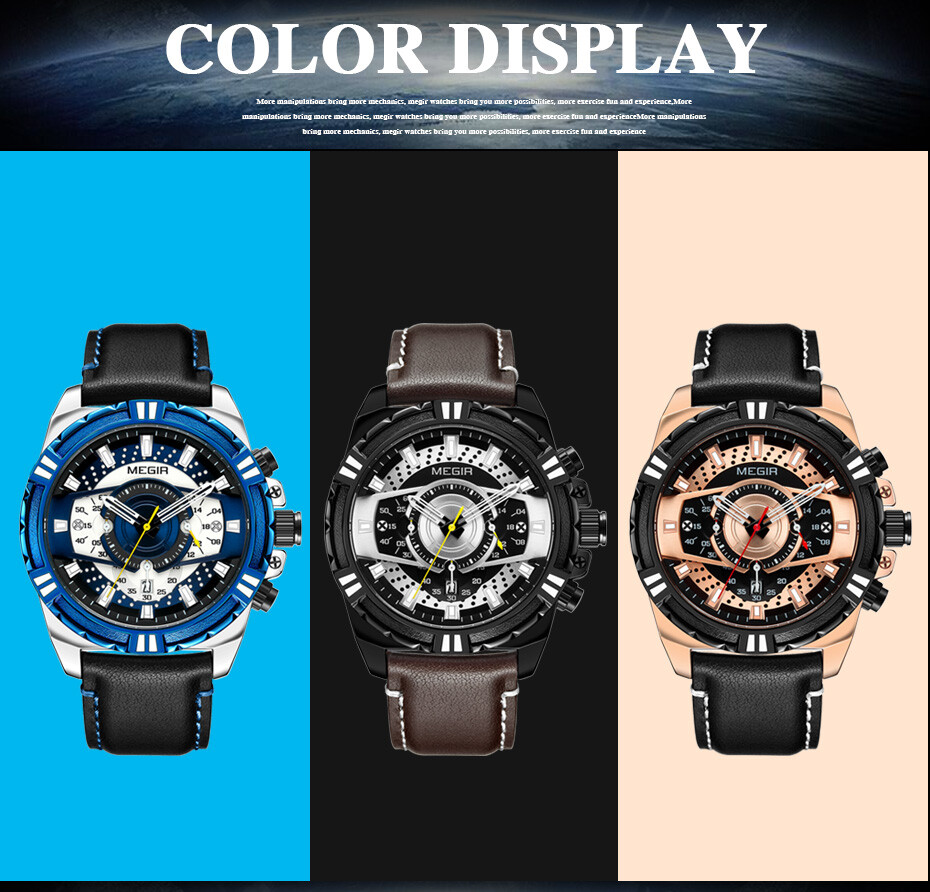 MEGIR Mens Watches Top Brand Luxury Quartz Watch Men Causal Waterproof Chronogra