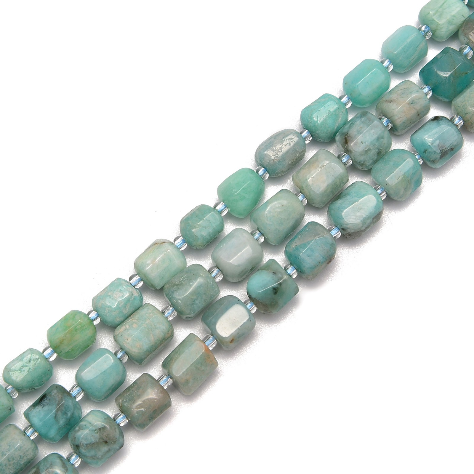Amazonite Faceted Pebble Nugget Tube Beads Size Approx 8-10mm 15.5″ Strand