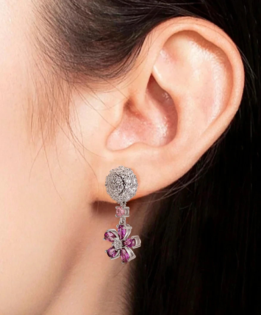 ReyMey Mismatched Moissanite Earrings 102 Stones Sapphire Tanzanite Cubic Zircon
