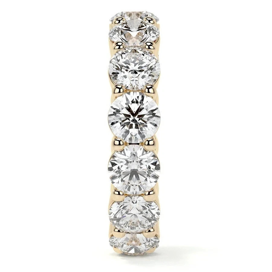 Eternity Band 5 Carat Lab Grown Diamond Round Cut 14k Yellow Gold VVS E F CVD