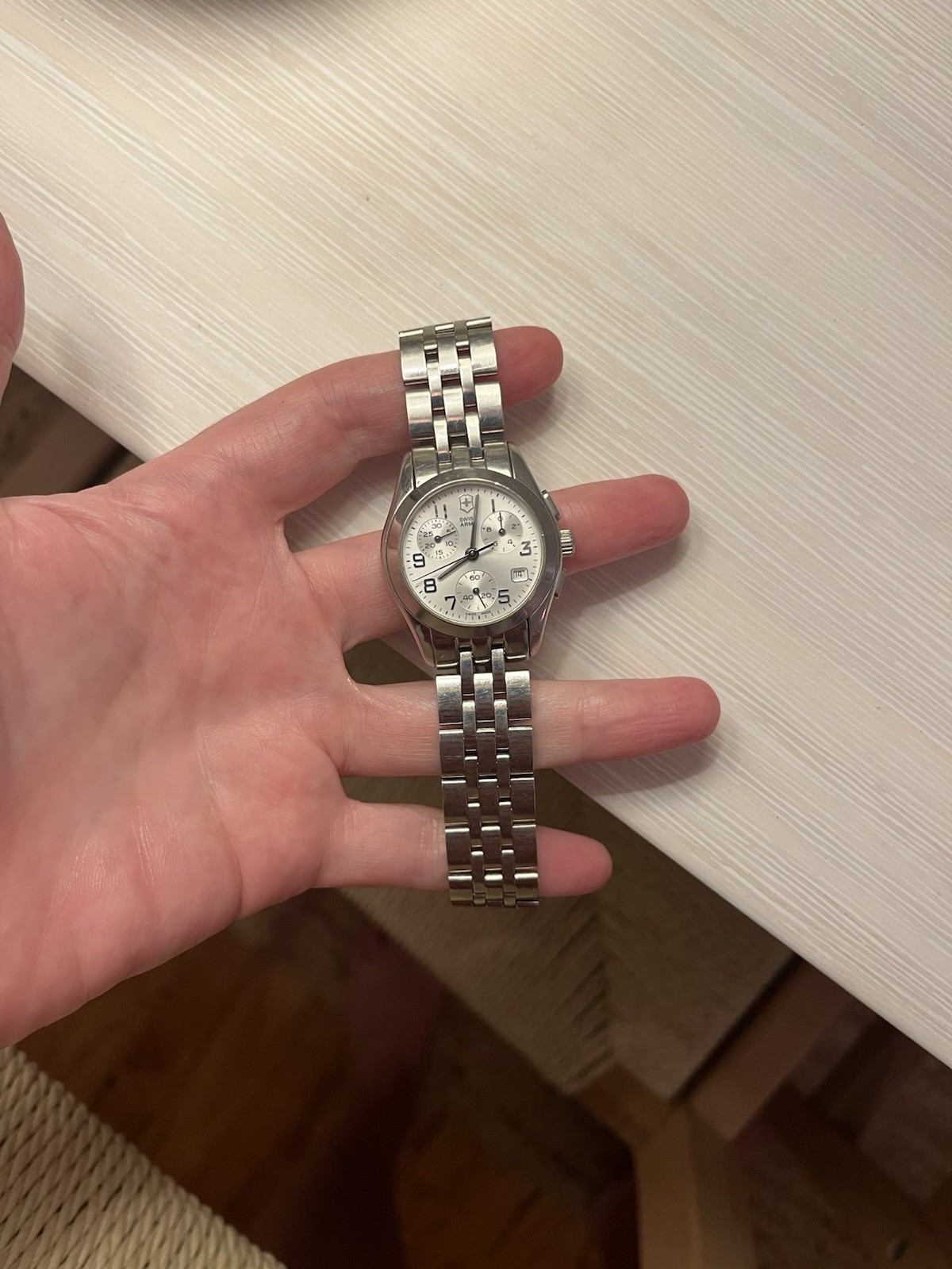 Victorinox Swiss Army Women’s Chronograph Date Quartz SS Bracelet White Dial
