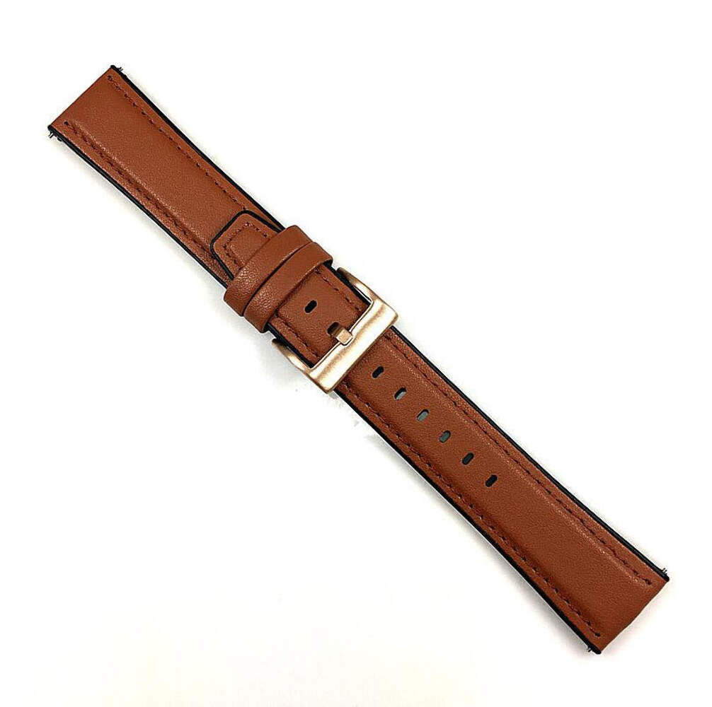 Light Brown Leather Watch Strap Quick Release Band Rose Gold Steel Buckle #1528