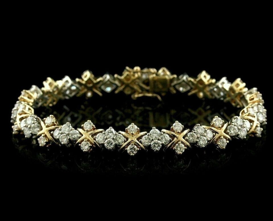 14K Yellow Gold Plated 6.50 Ct Created Round Cut Diamond Women’s Tennis Bracelet