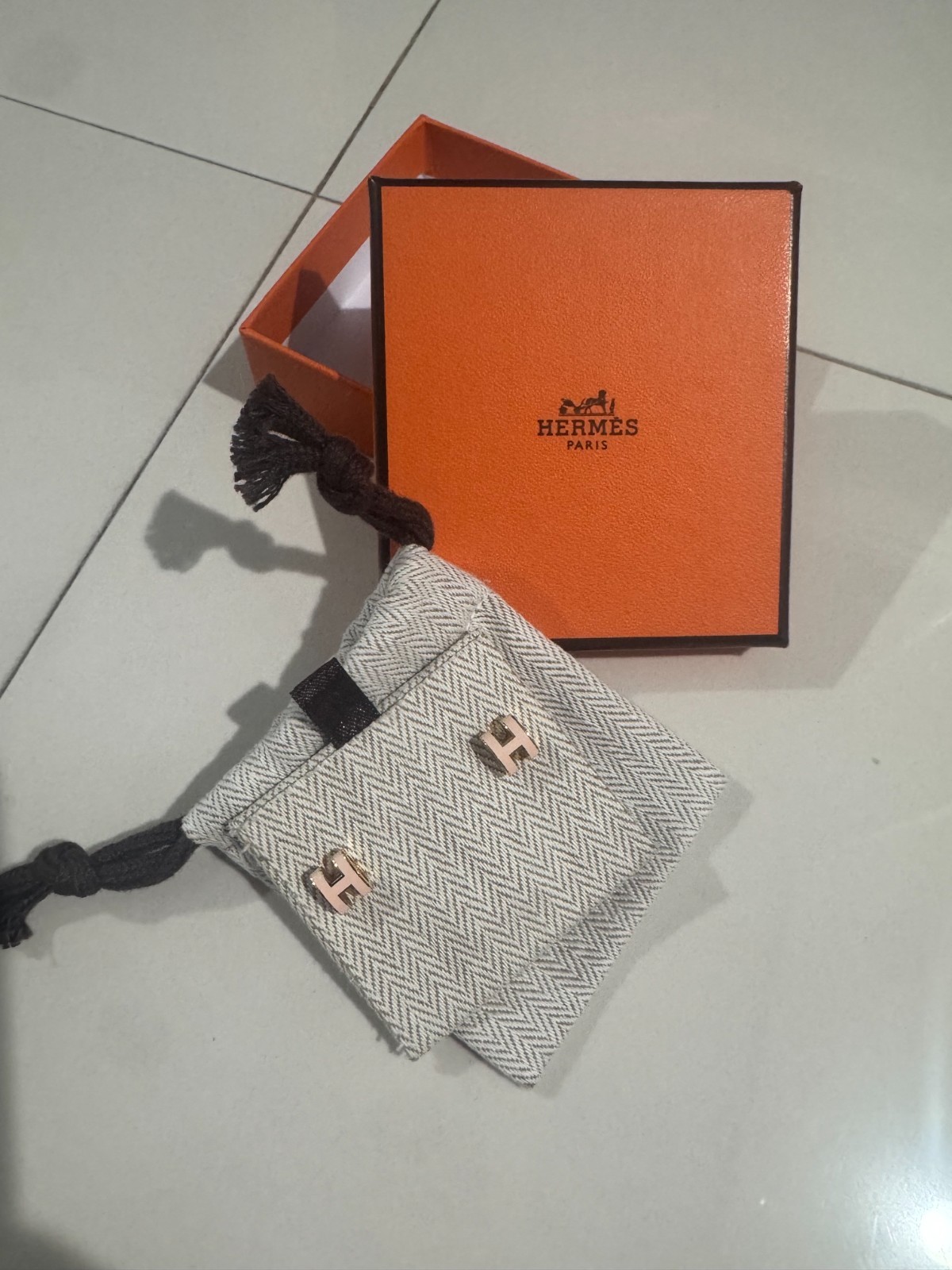 Hermès Mini Pop H Stud Earrings Rose Dragee Pink Enamel Rose Gold