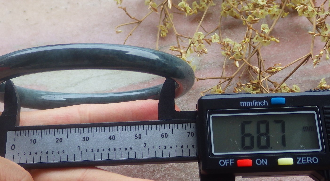 Video Certified Black 100% A JADE Jadeite Circle Bangle Bracelet 69 mm 手镯 734870