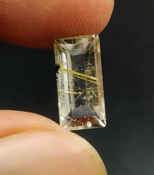 3.8 Carat Natural Rutilated Quartz Loose Gemstone 13.30×6.80mm Emerald cut W134