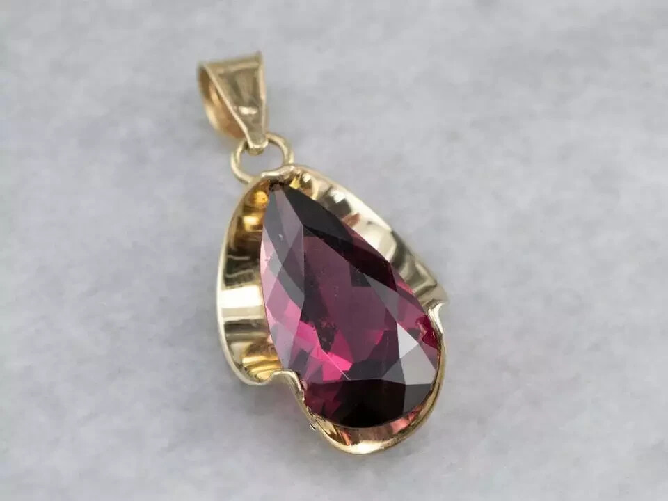 2.00Ct Pear Cut Red Ruby Solitaire Pendant 14K Yellow Gold Finish 18″ Free Chain