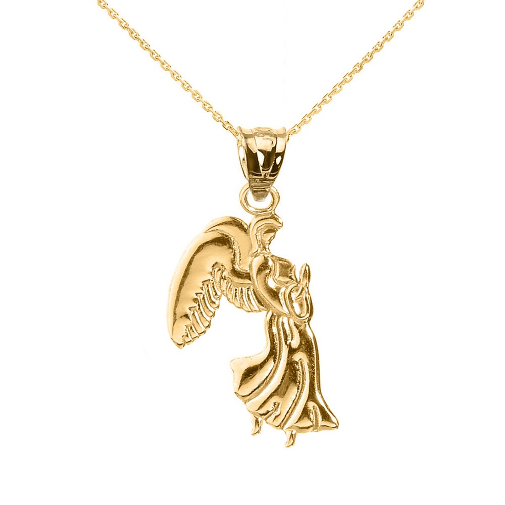 Gold Praying Angel Pendant Necklace(Available in Yellow/Rose/White Gold)