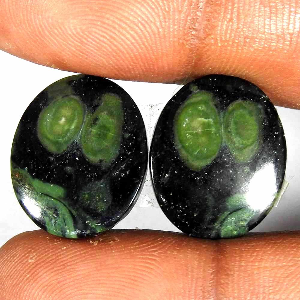 18.45CtsNatural Green Kambaba Jasper Oval Pair Cabochon(19x15x3)Gemstone