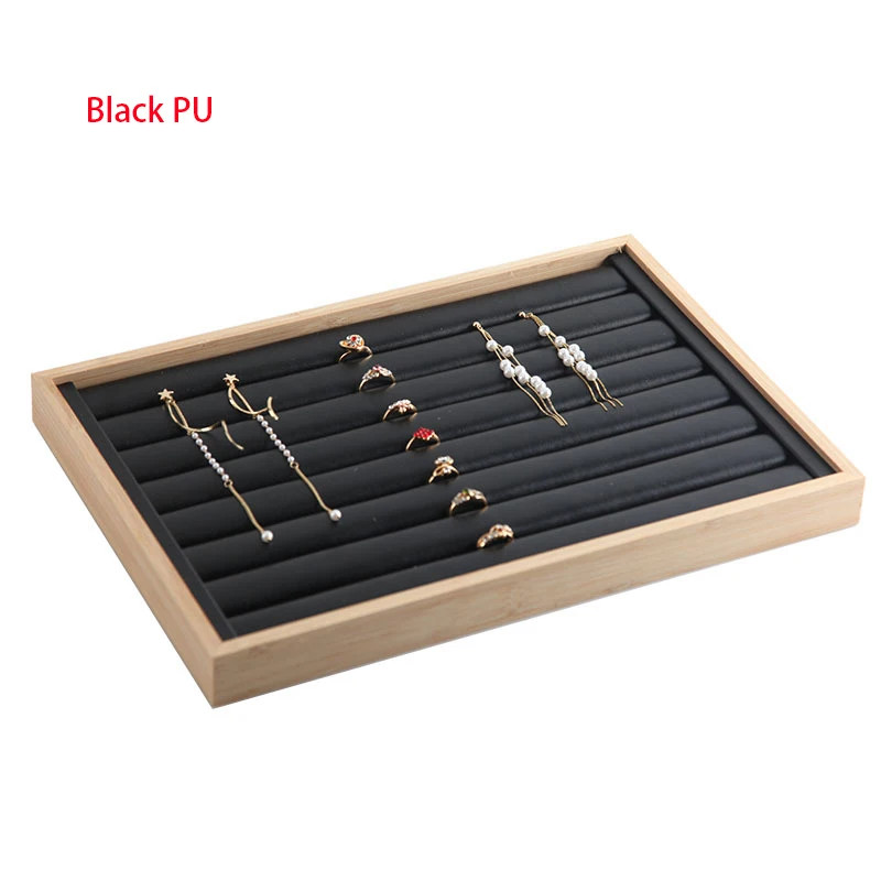 Bamboo Jewelry Ring Organizer Trays Stackable Rings Storage Showcase