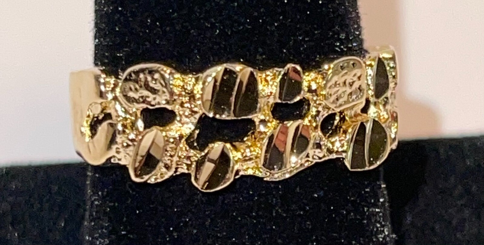 SIZE 4-13 ,NEW 14KT GOLD PLATED STUNNING DESIGNER MENS WOMENS NUGGET RING #5