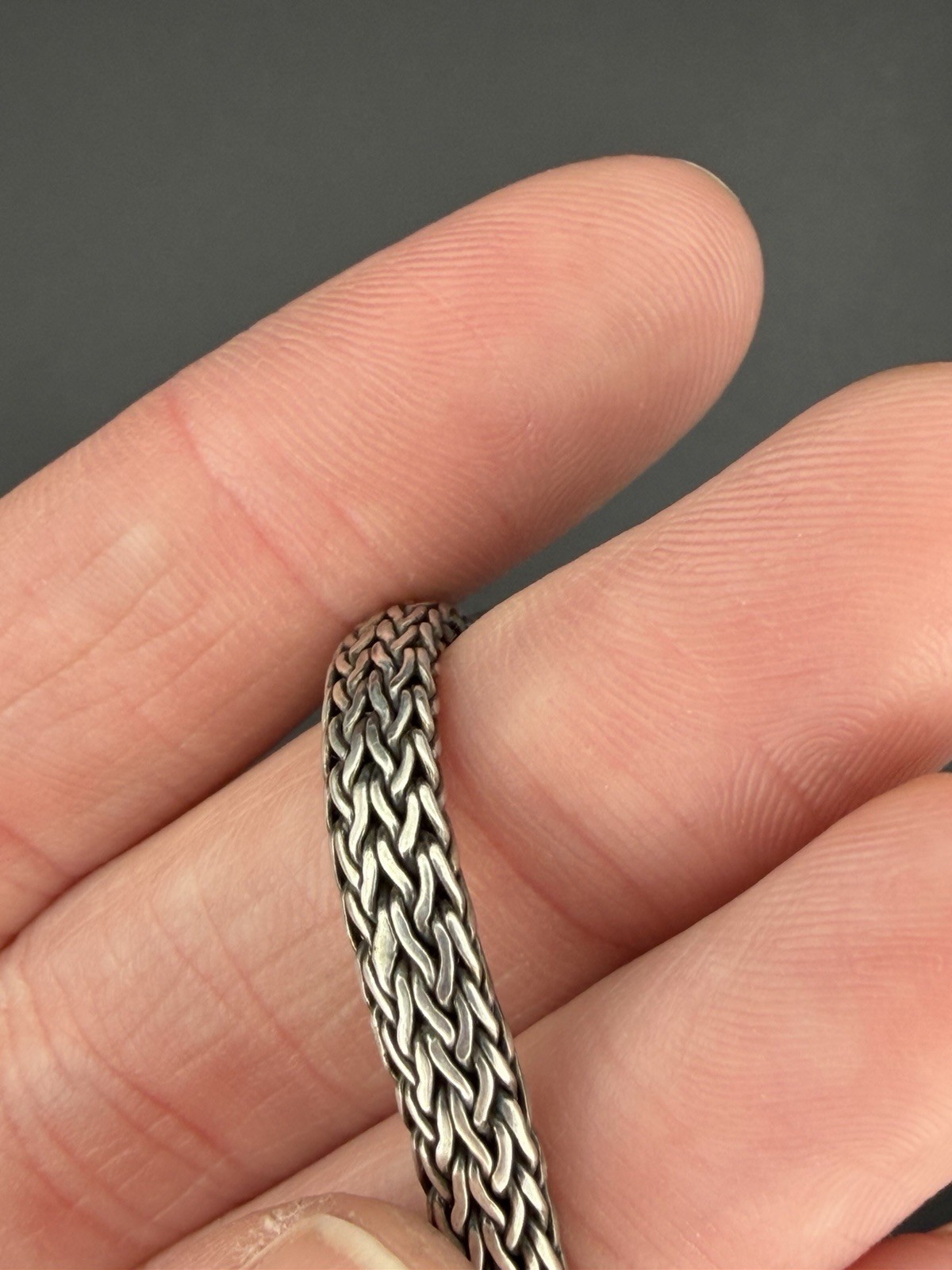 925 Sterling Silver Bali Bracelet With Thick Woven Foxtail Chain 7” DS Signed