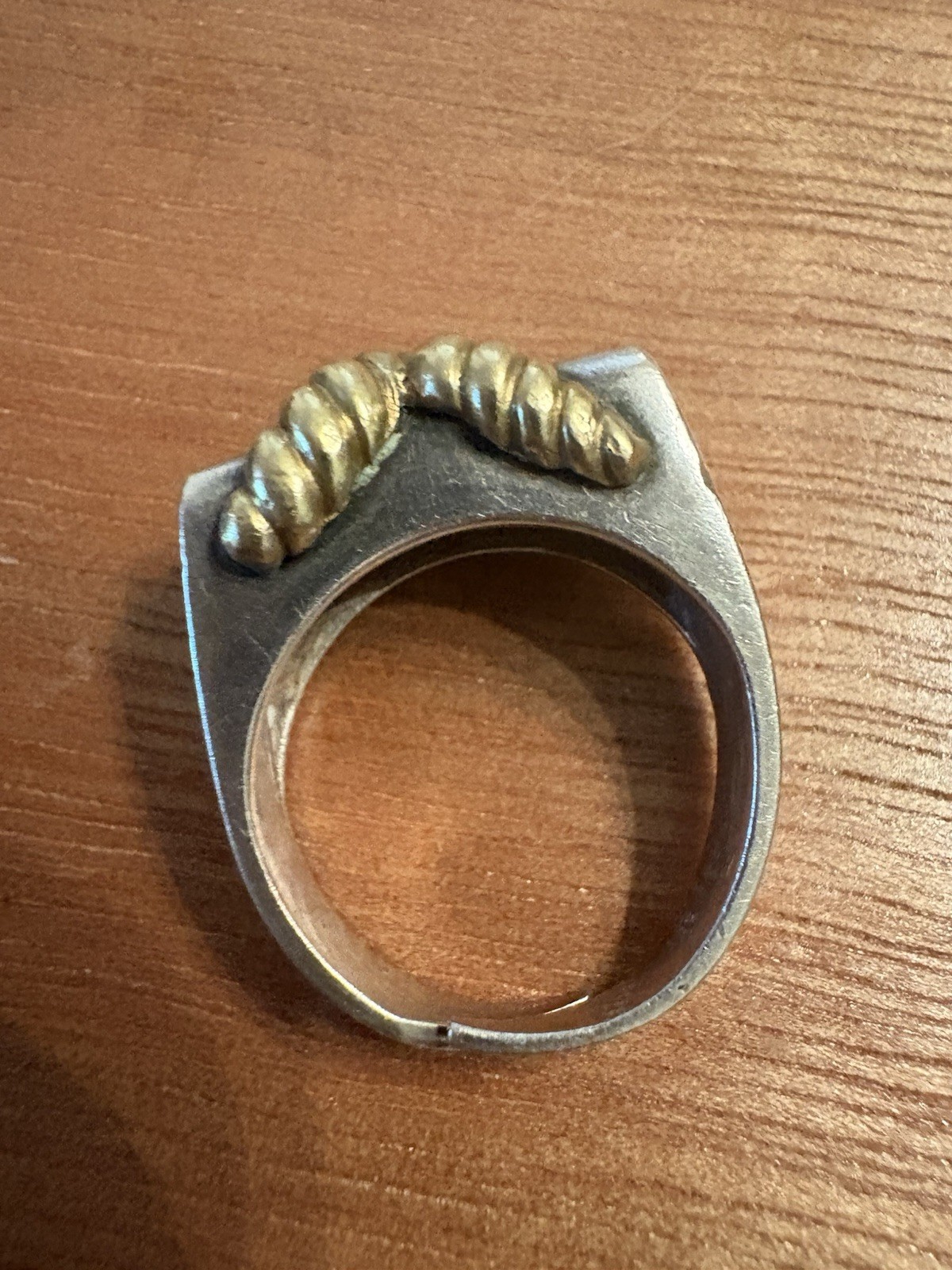 Two-Tone Twisted Rope Knot Band Ring Silver/Gold Tone Sz 5 10mm
