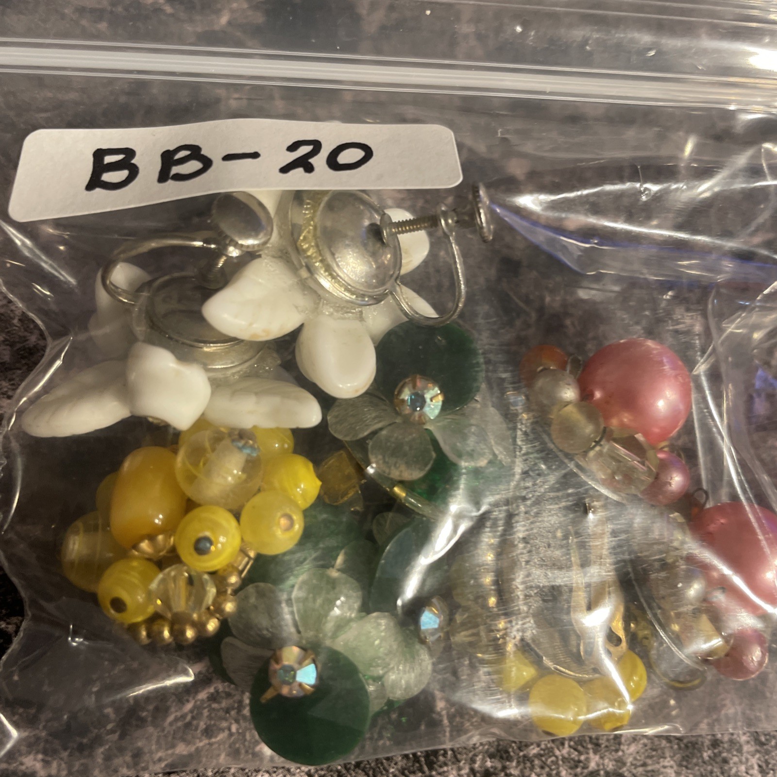 Vintage Beaded Crafting Clip On Earrings Parts Repair Jewelry BB-20
