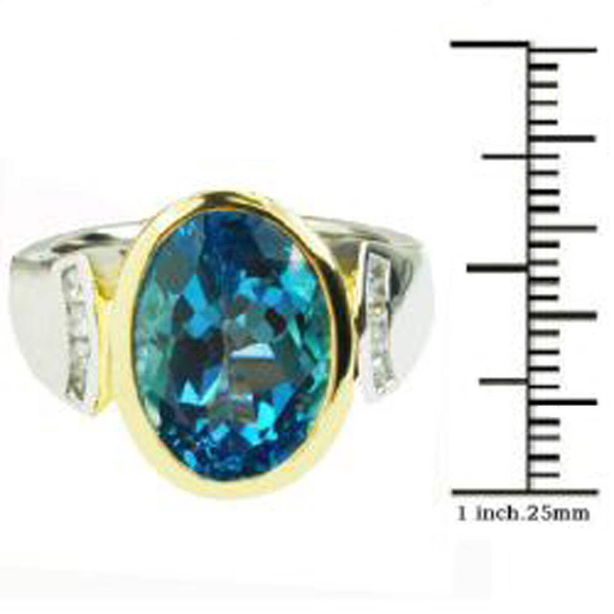 De Buman Two-tone Sterling Silver 7.57ctw Swiss Blue Topaz Ring, Size 7