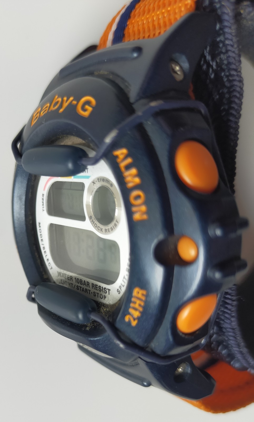 Casio Baby-G X-treme BGX-100 Module 1359 Digital Watch Navy Orange Strap