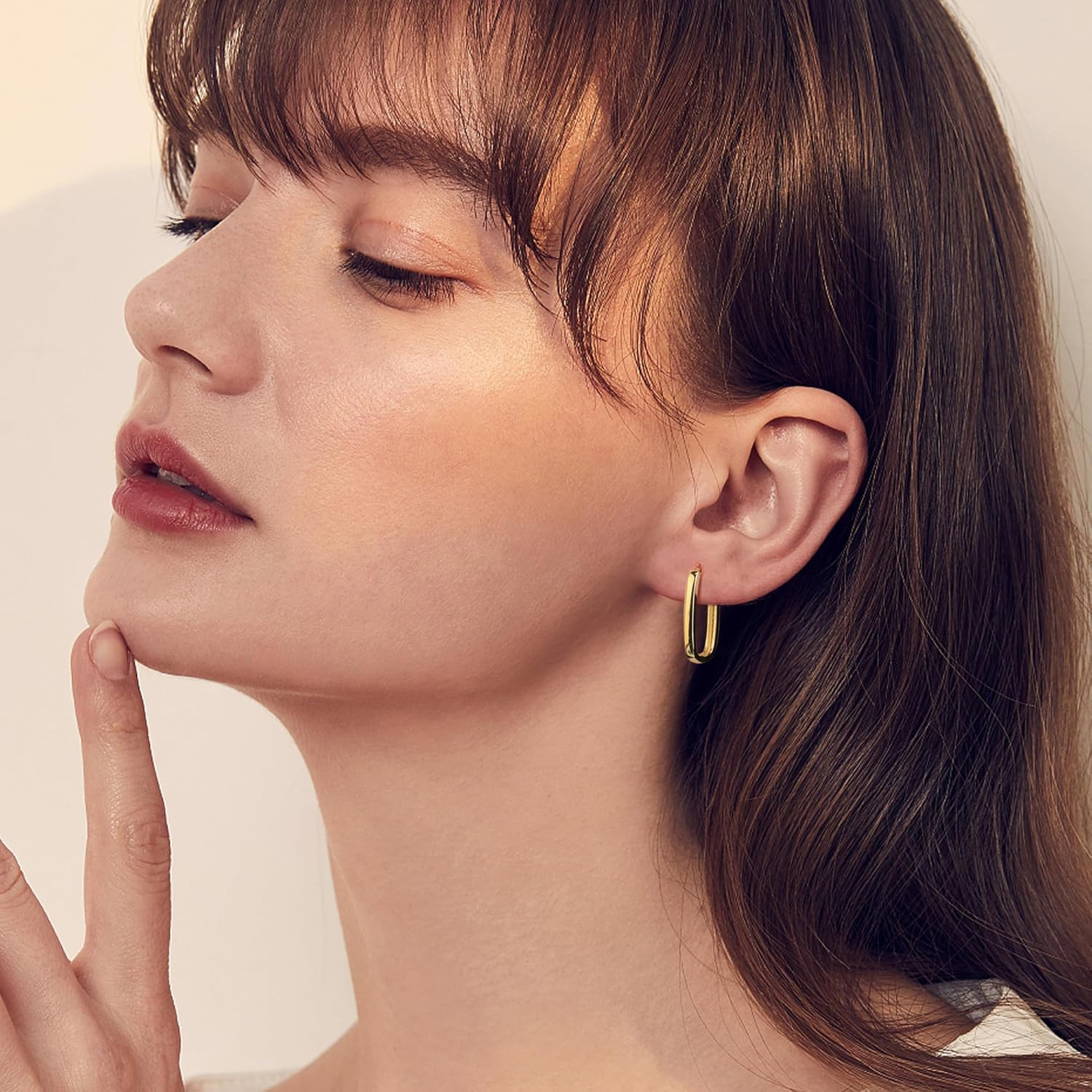Silver Hoop Earrings for Women Trendy Small Square Hypoallergenic 14K Gold Plate