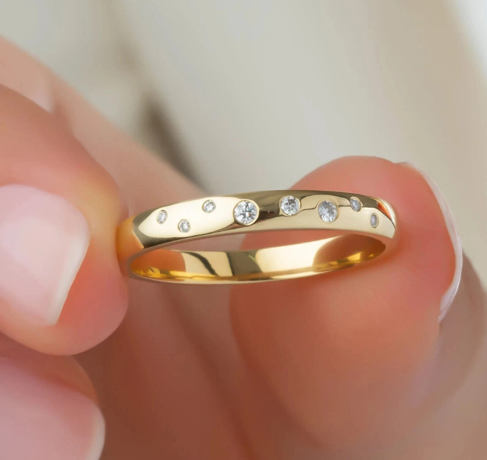 Round Lab-Created Diamond Women’s Stunning Band Ring In 14k Yellow Gold Plated