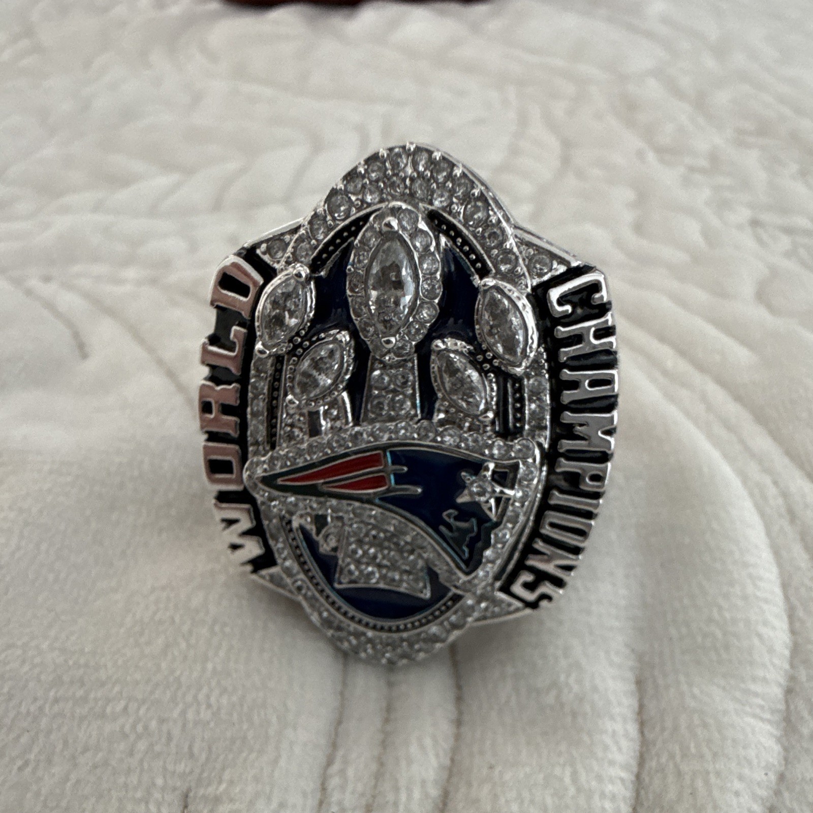 NE Patriots Supperbowl Alloy Steel Ring Blue / Steel Color Ring Size 10? I Think