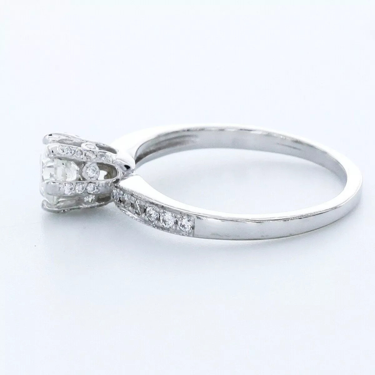 Engagement Ring 14K White Gold Vintage 1.45 Carat Round Lab-Grown Diamond E VS1