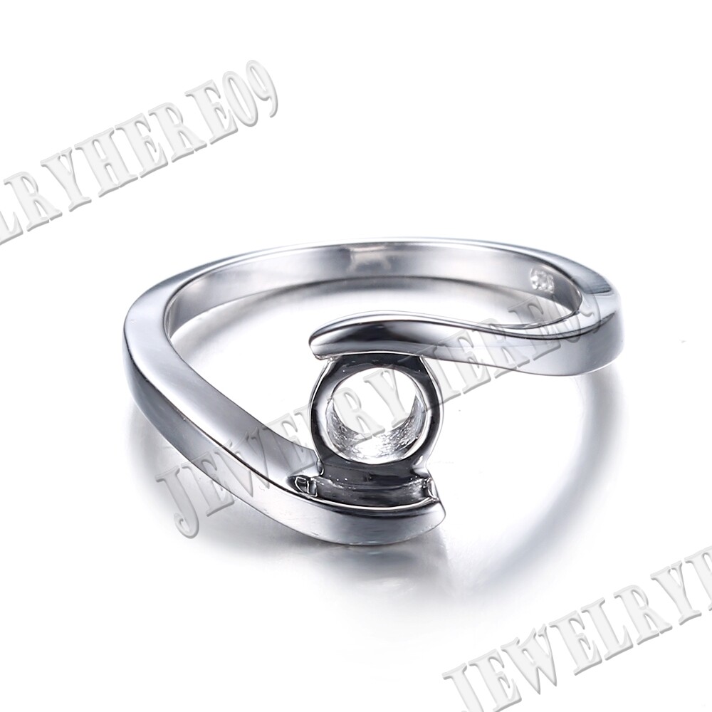 Sterling Silver 925 Tension Simple Solitaire Ring Semi Mount Setting 7mm Round
