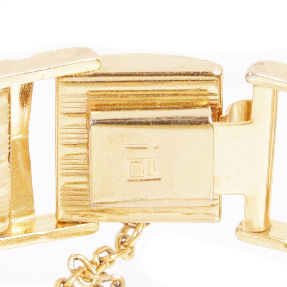 Vintage Spanish Toledo Bird Pattern Damascene Gold Plated Link Panel Bracelet