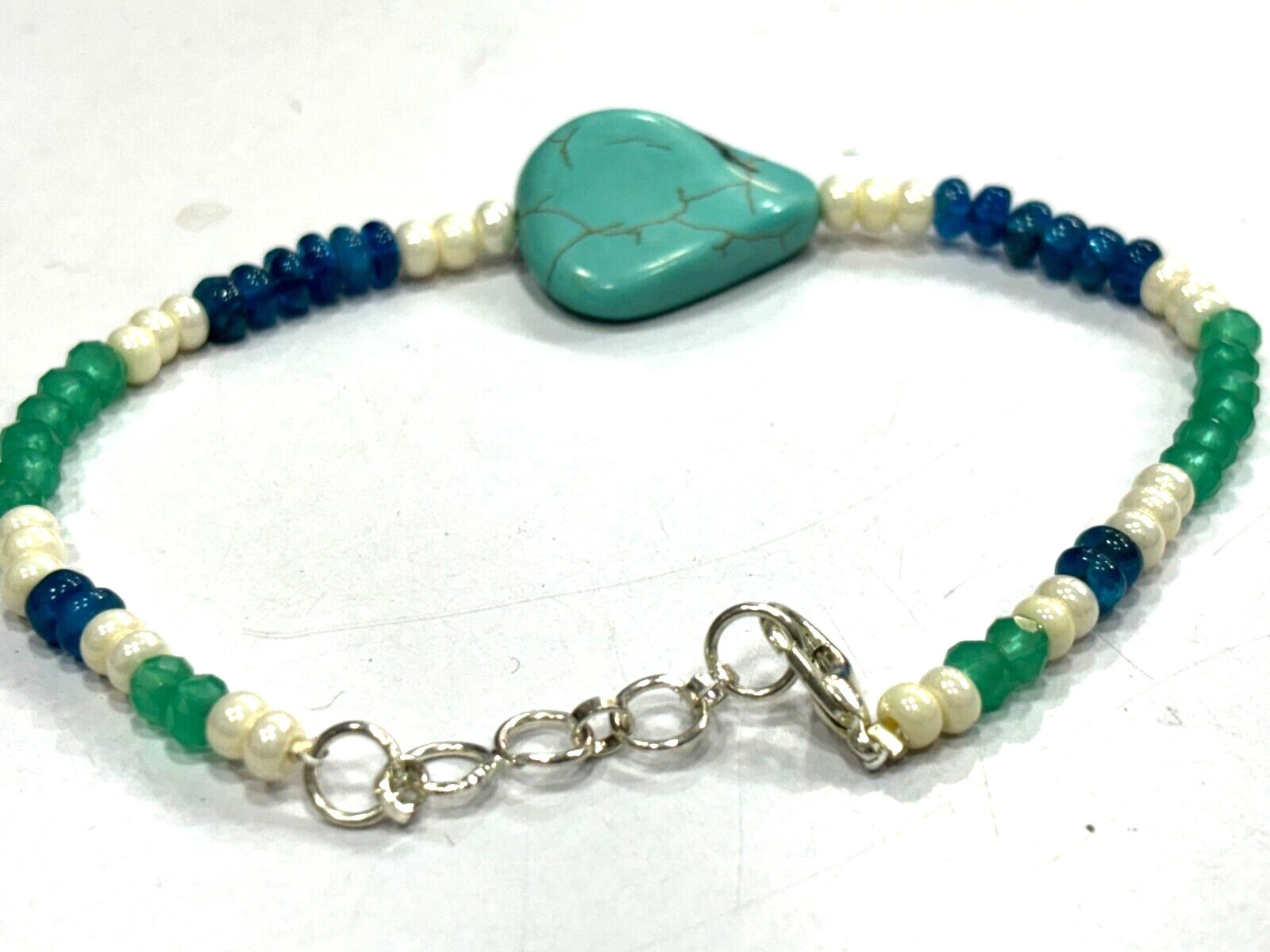 MULTI ROUNDELLE STONE WITH TUMBLED GEMSTONE BEADS 7″INCH 1 BRACELET