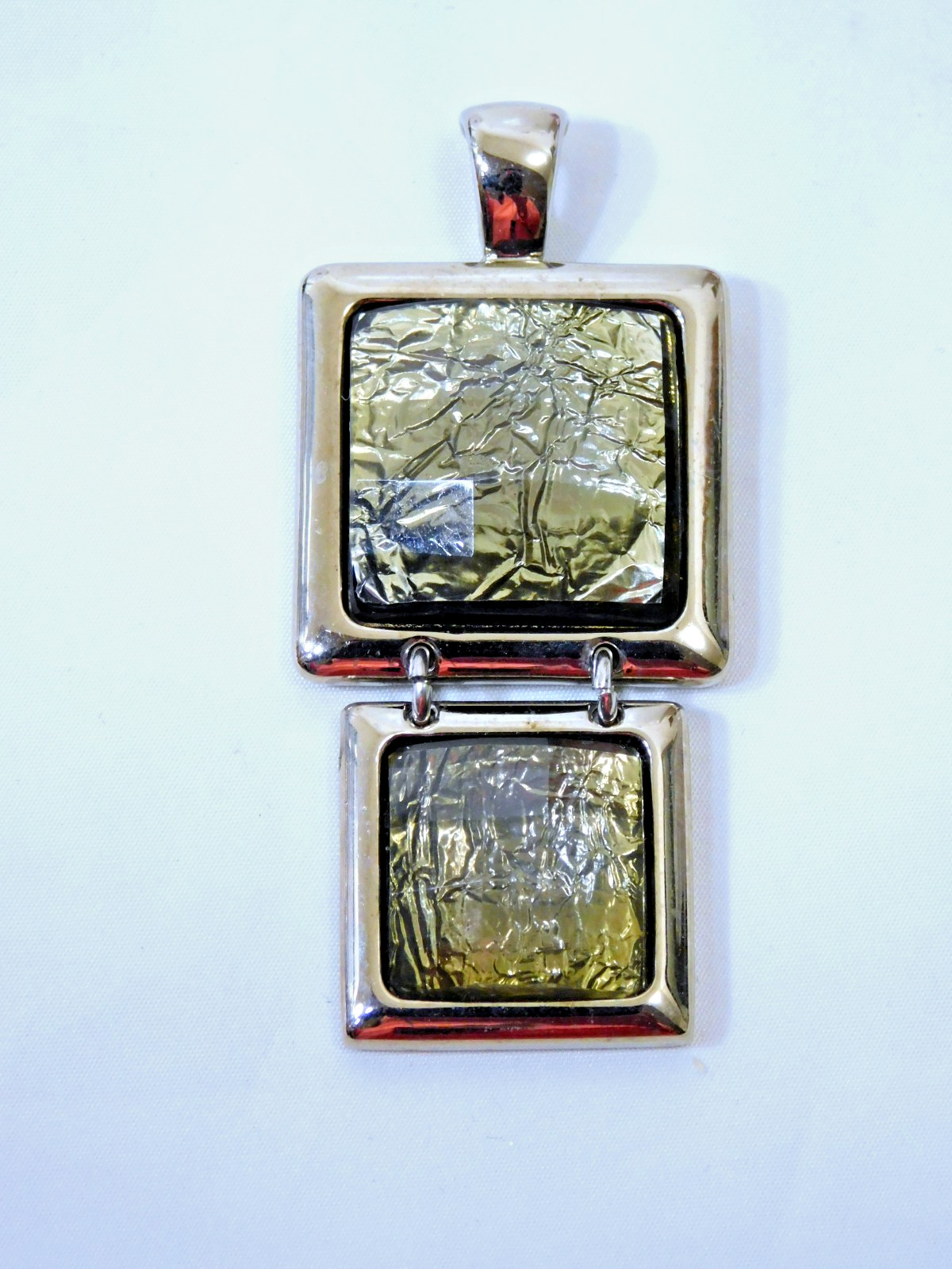 Beautiful Lia Sophia “FLUX” Pendant/Slide, Silver w/Avocado Tone, Unique, NWOT