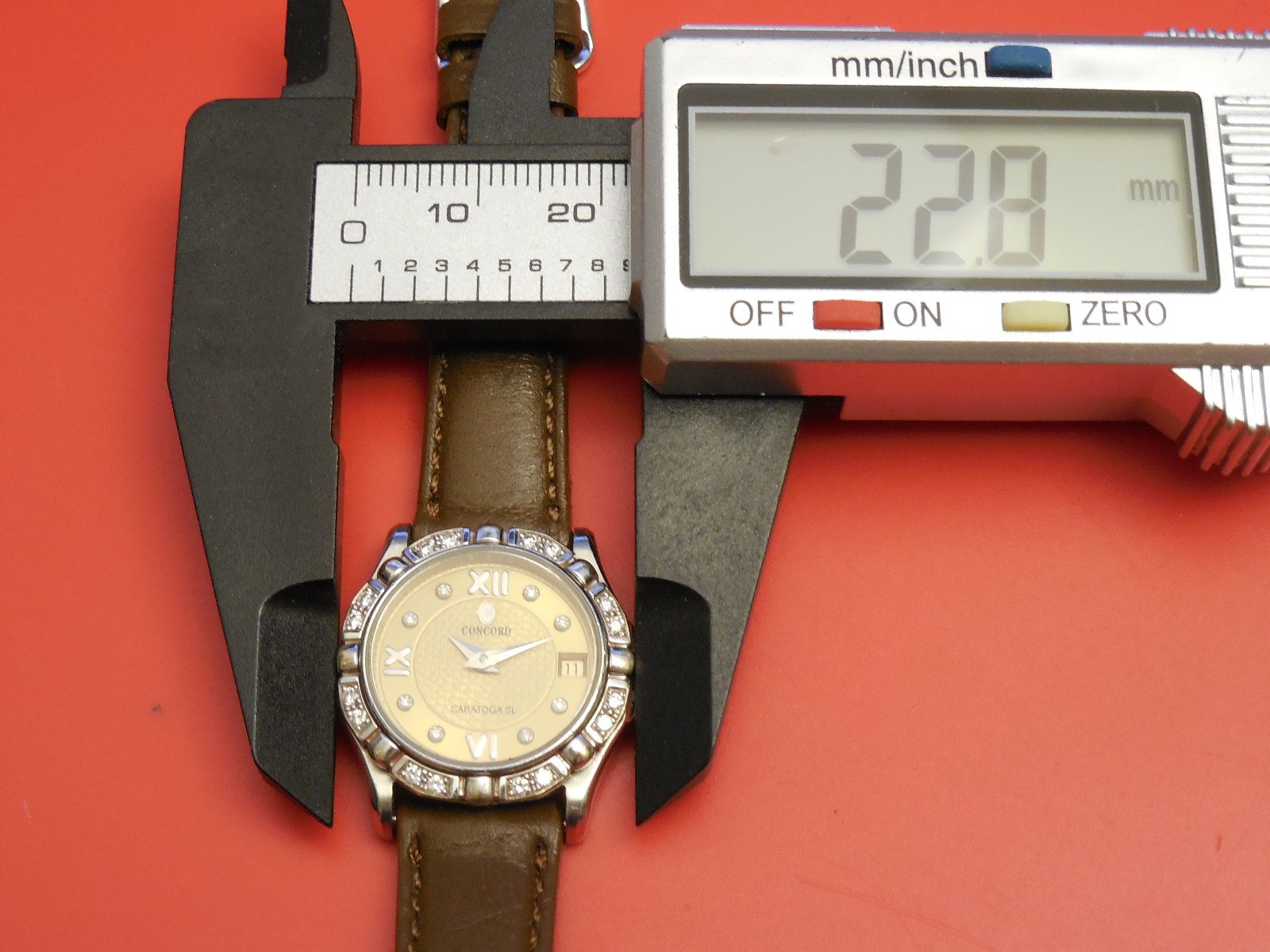 CONCORD 18K WHITE GOLD / STEEL DIAMOND CURRENT MODEL SARATOGA 23MM WATCH