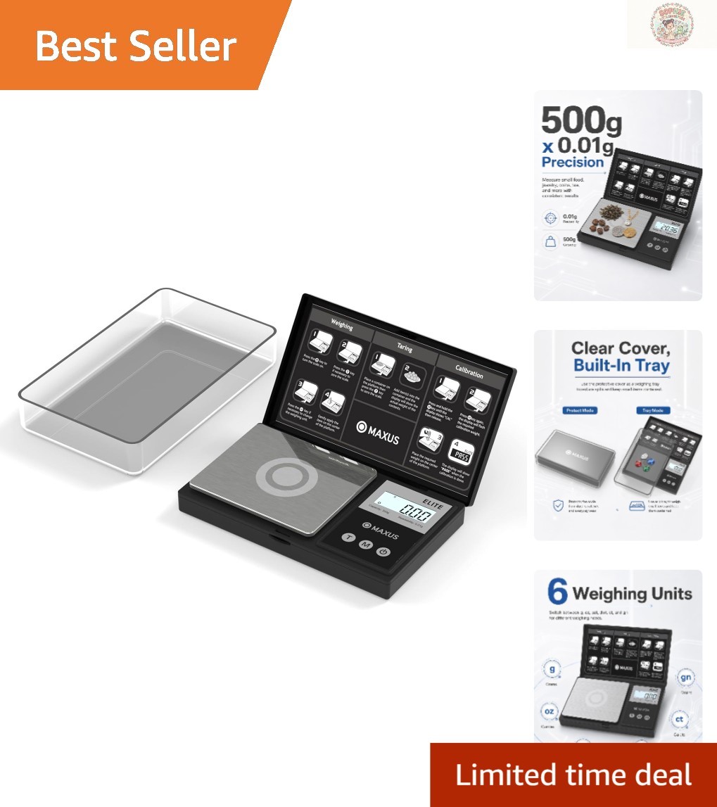 Digital Pocket Scale with 6 Units, Tare Function & 500g Capacity for Precision