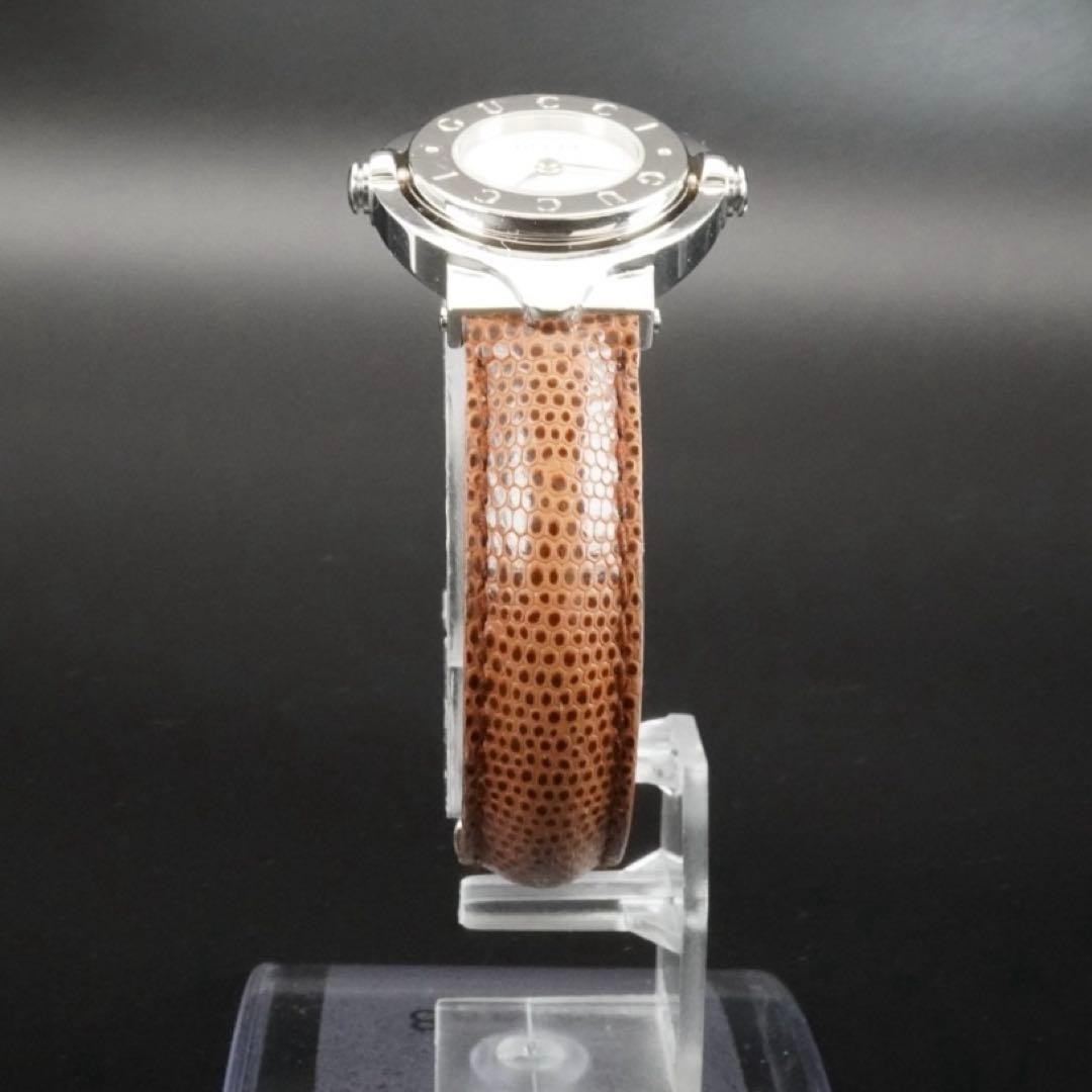 Gucci 6600L Turnface Brown Quartz Wristwatch Bangle Box Japan 0713258