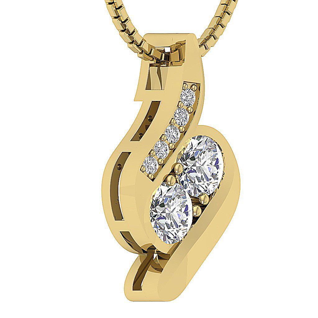VS F 0.75 Carat Lab Grown Diamond Forever Us Two Stone 14K Gold Fashion Pendant