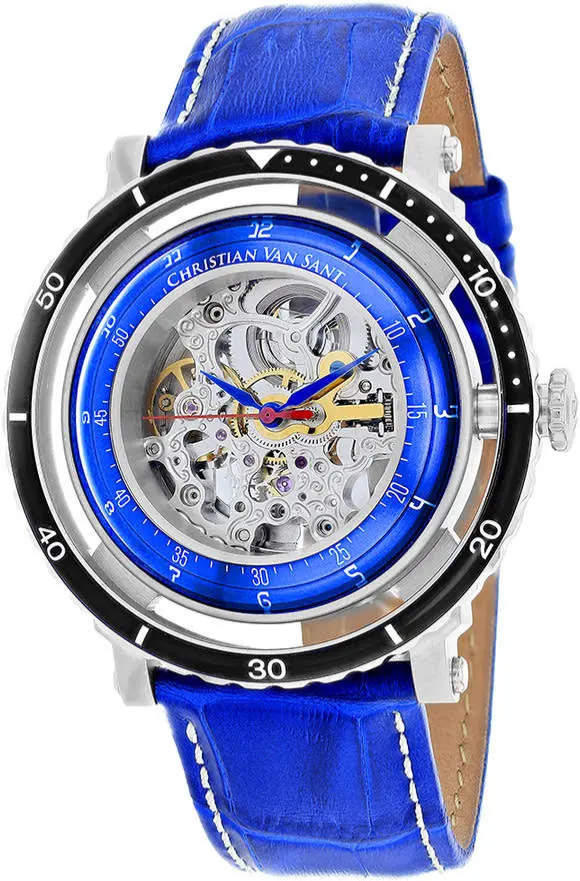 Christian Van Sant Men’s Watch Dome Automatic Gold Dial Leather Strap CV0741